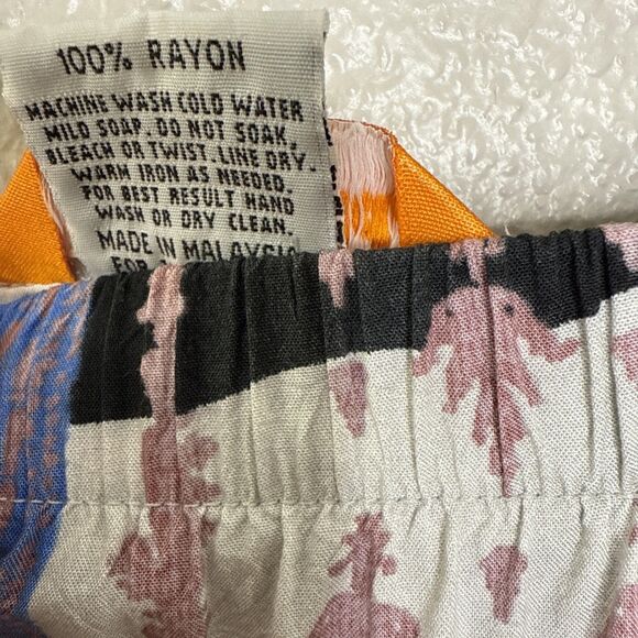 Jams World Size L Cropped Pants Patchwork Multicolored Pull On Elastic Waist - Picture 6 of 12